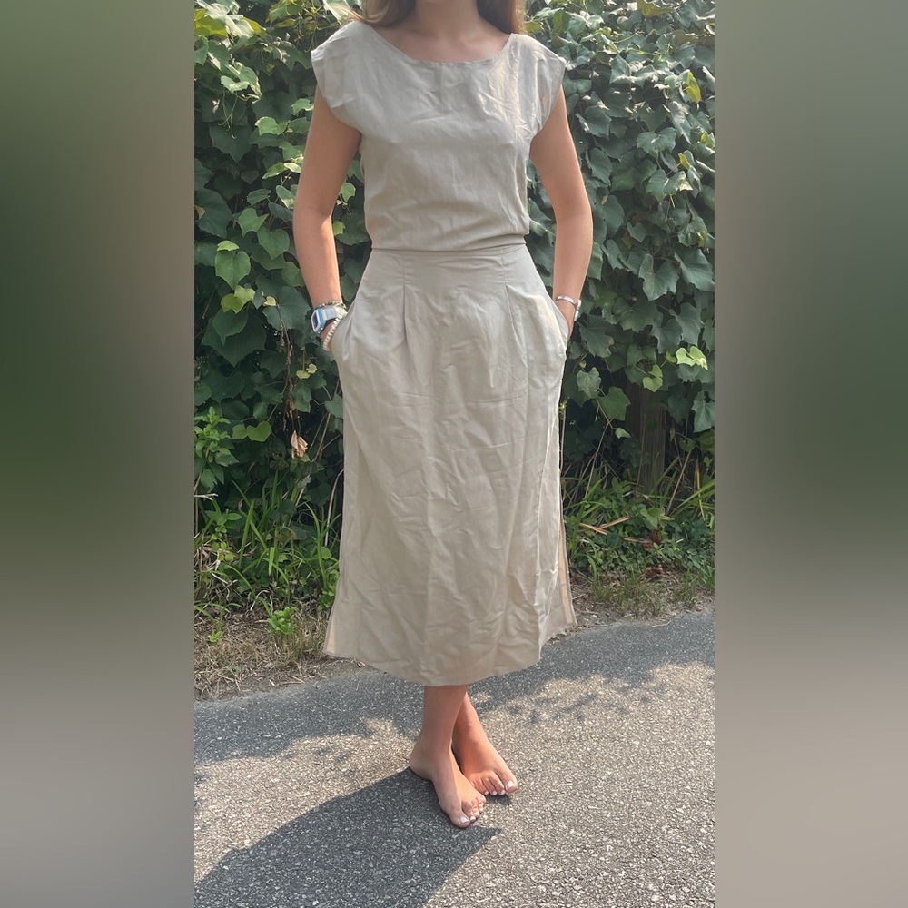 OZMA of California La Piedra dress stucco linen silk blend Small - worn  2 hr